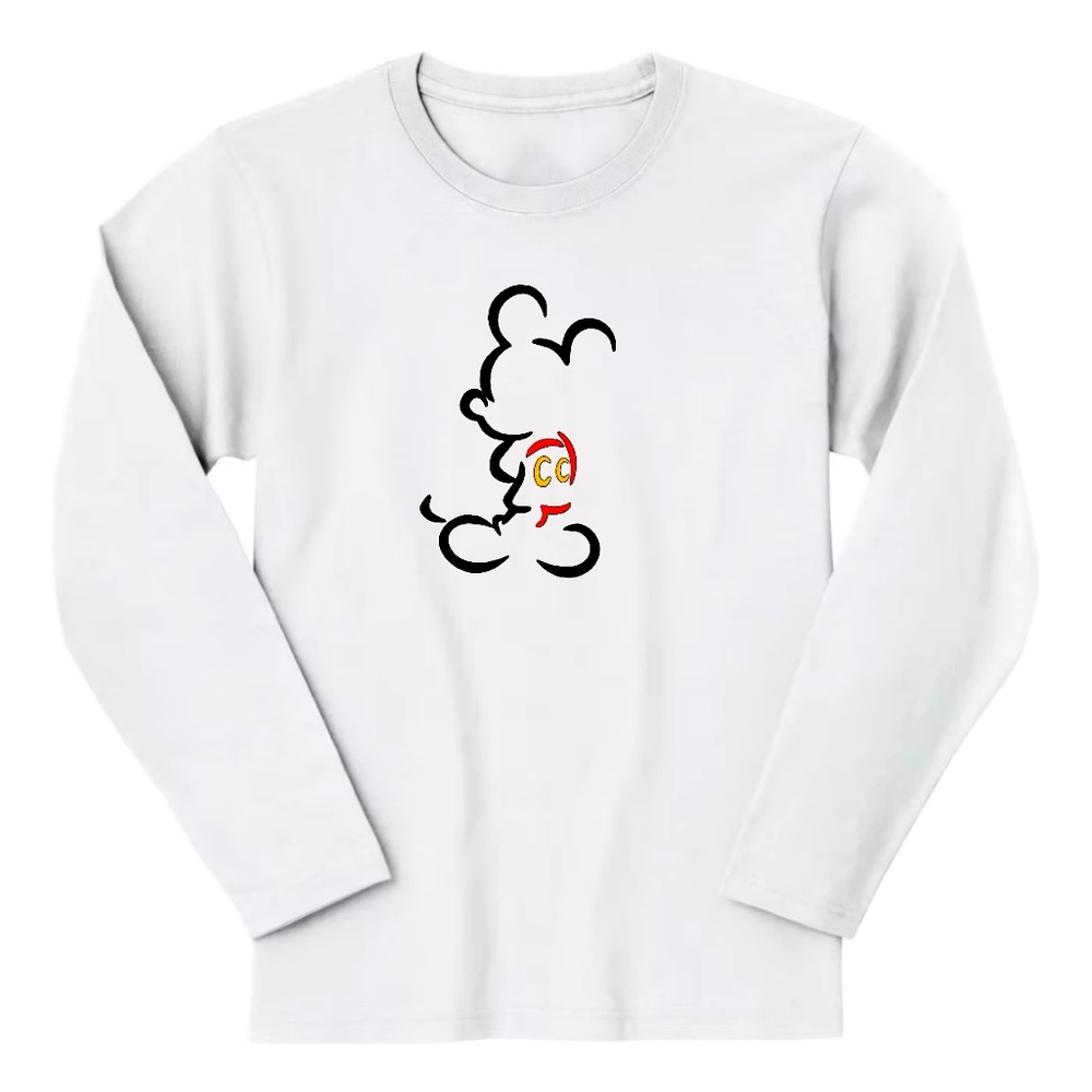 NEW - Custom Mickey Outline - Womens Long Sleeve Shirt - Adult S
